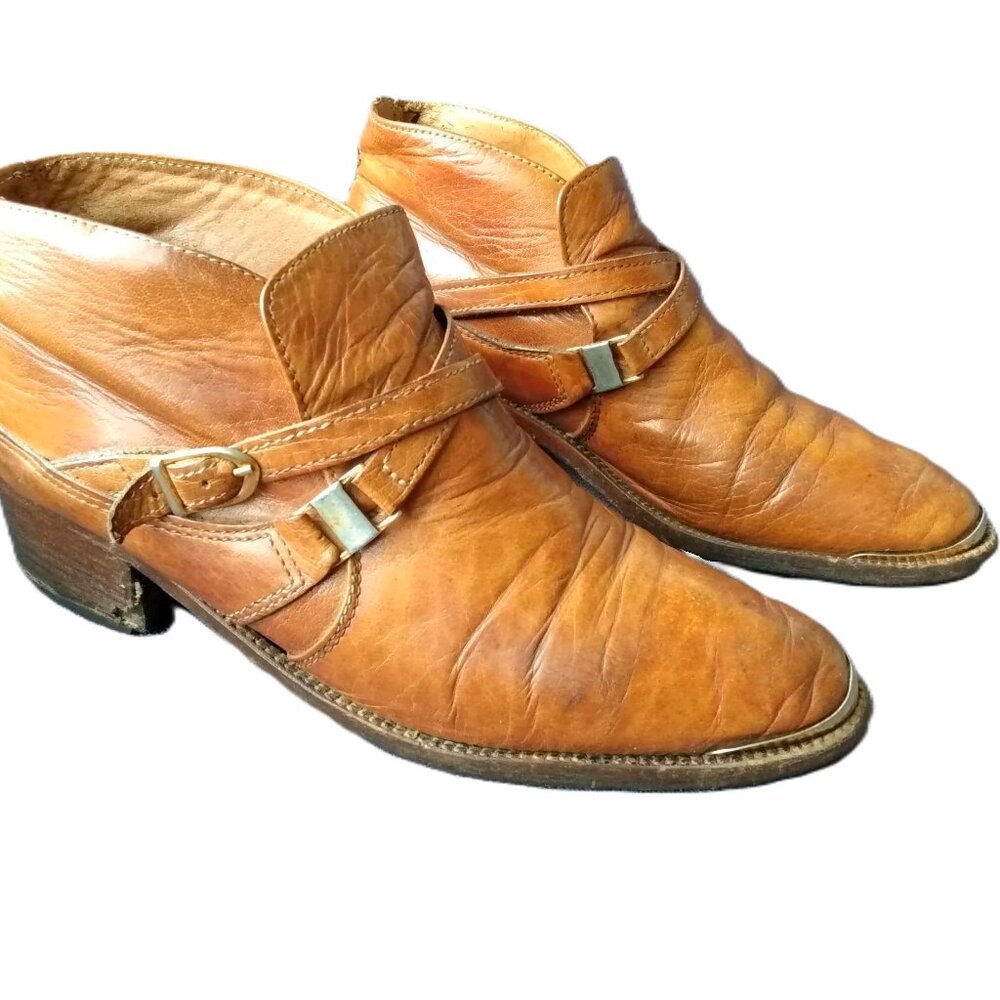 Vintage Leather Ankle Boots Men's Size 9/10 Made in Italy Distressed